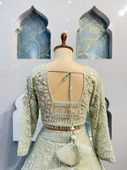 "MINT ELEGANCE EMBROIDERED LEHENGA" image 5