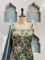 "EMERALD BLOOM EMBROIDERED SHARARA" image 1