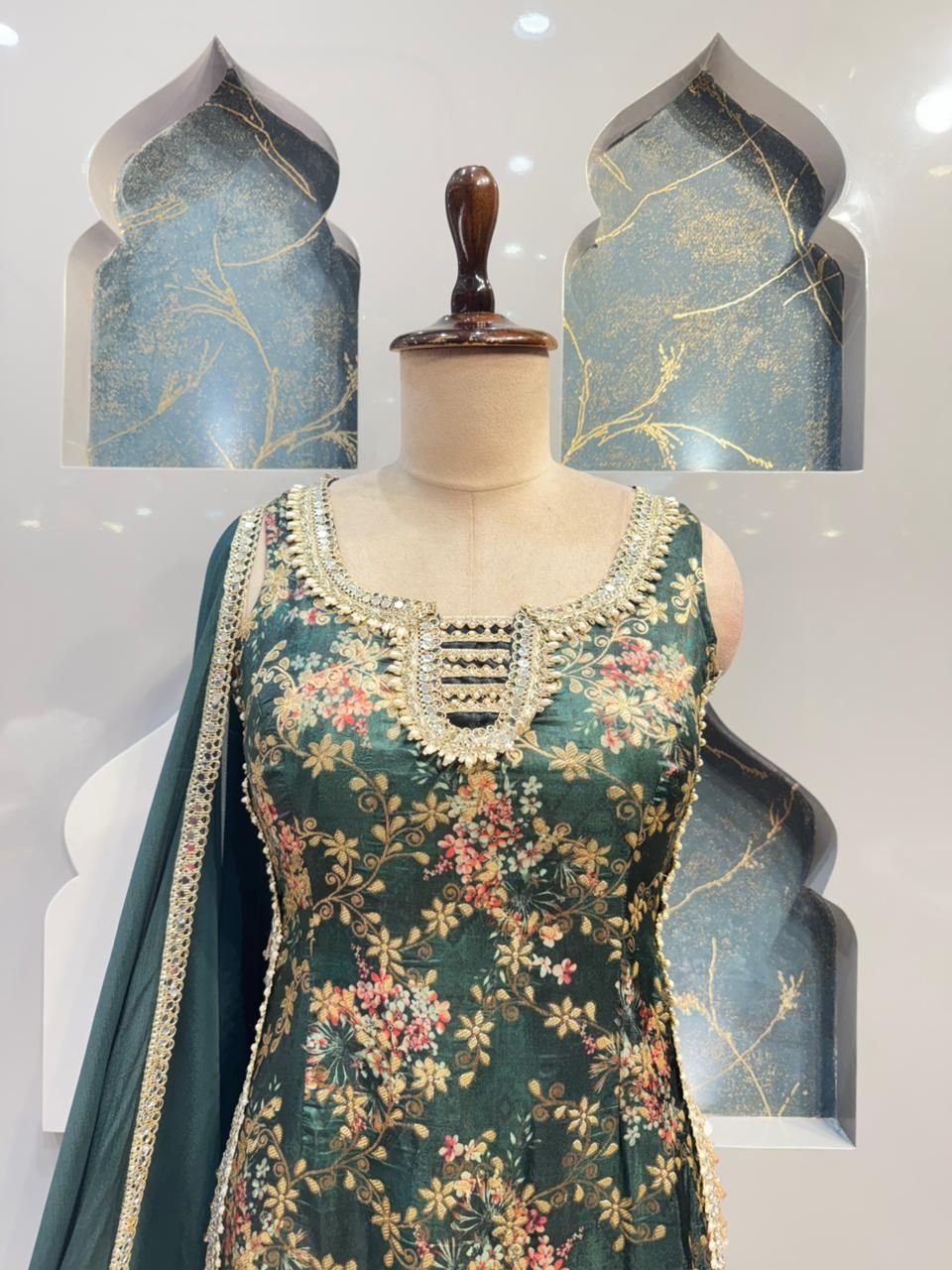 "EMERALD BLOOM EMBROIDERED SHARARA" image 1