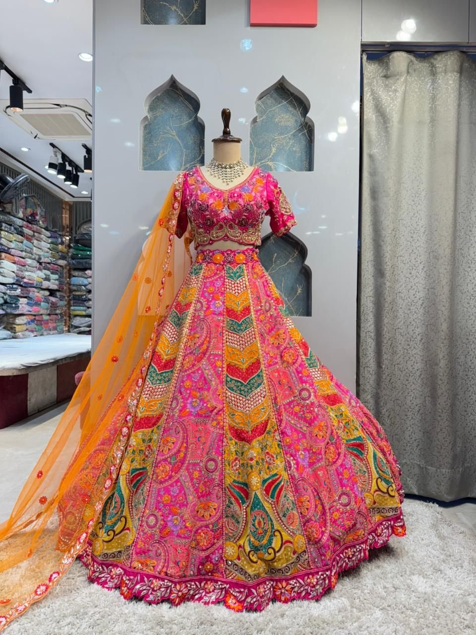 "RANI PINK MULTICOLOR LEHENGA" image 0