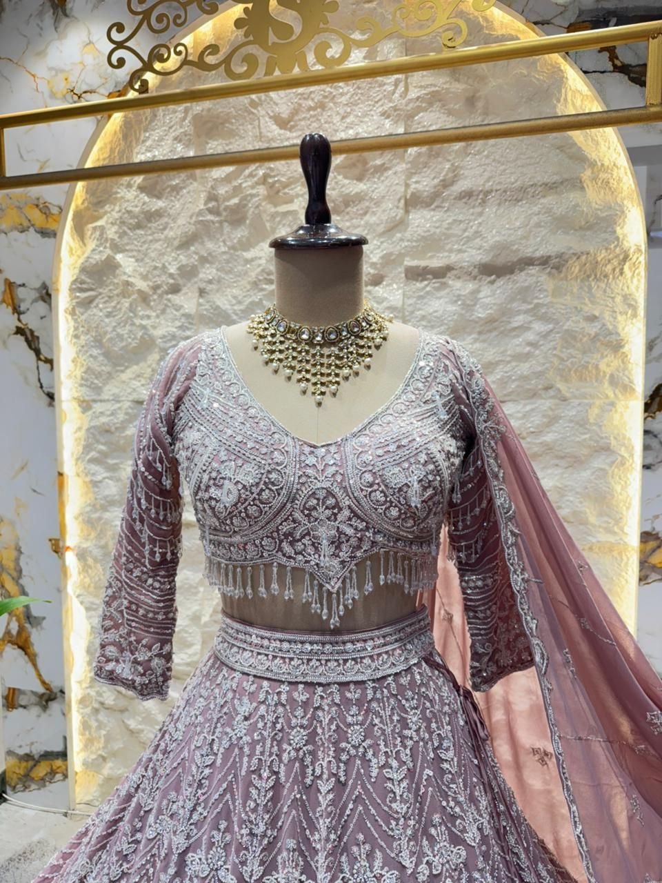 "BLUSH ROYALE EMBROIDERED LEHENGA" image 1