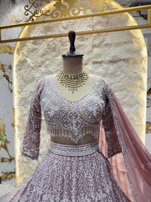 "BLUSH ROYALE EMBROIDERED LEHENGA" image 1