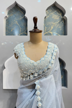 "ICE BLUE DREAM EMBELLISHED SAREE" image 1