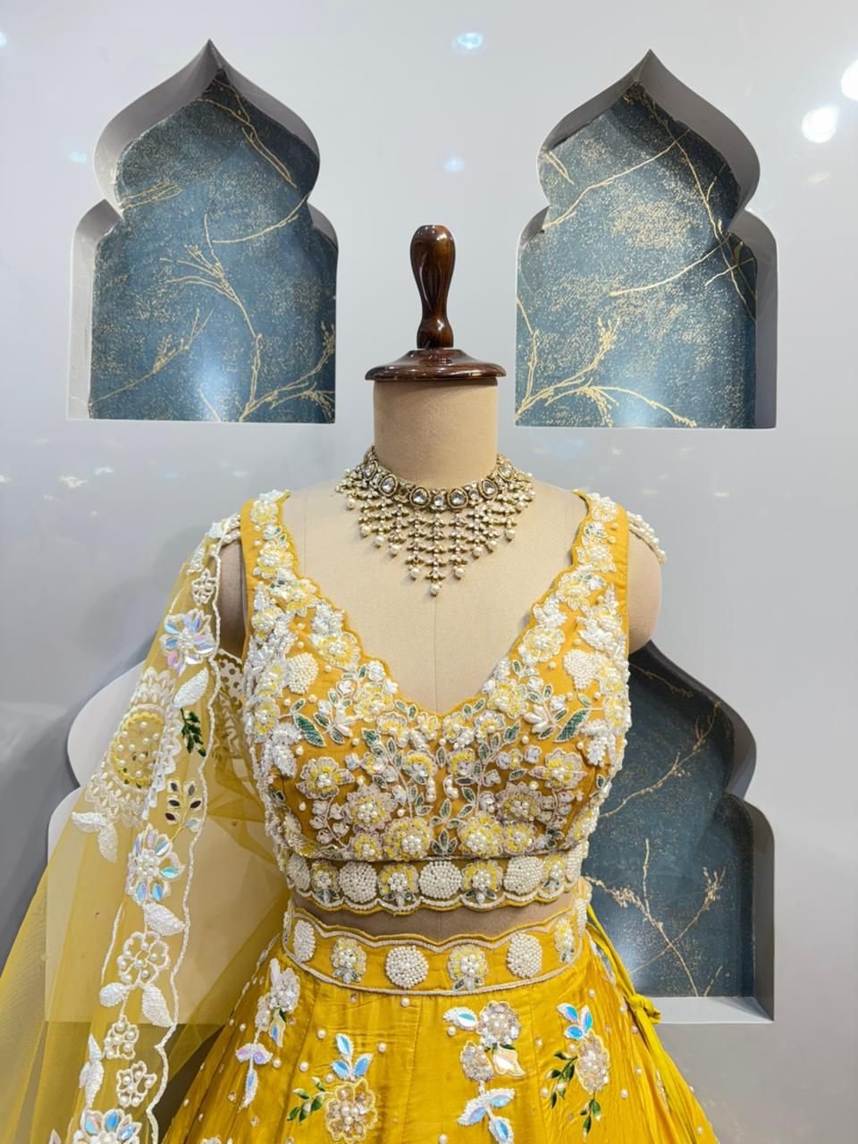 "GOLDEN MARIGOLD FLORAL COUTURE LEHENGA" image 1