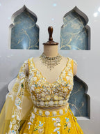 "GOLDEN MARIGOLD FLORAL COUTURE LEHENGA" image 1