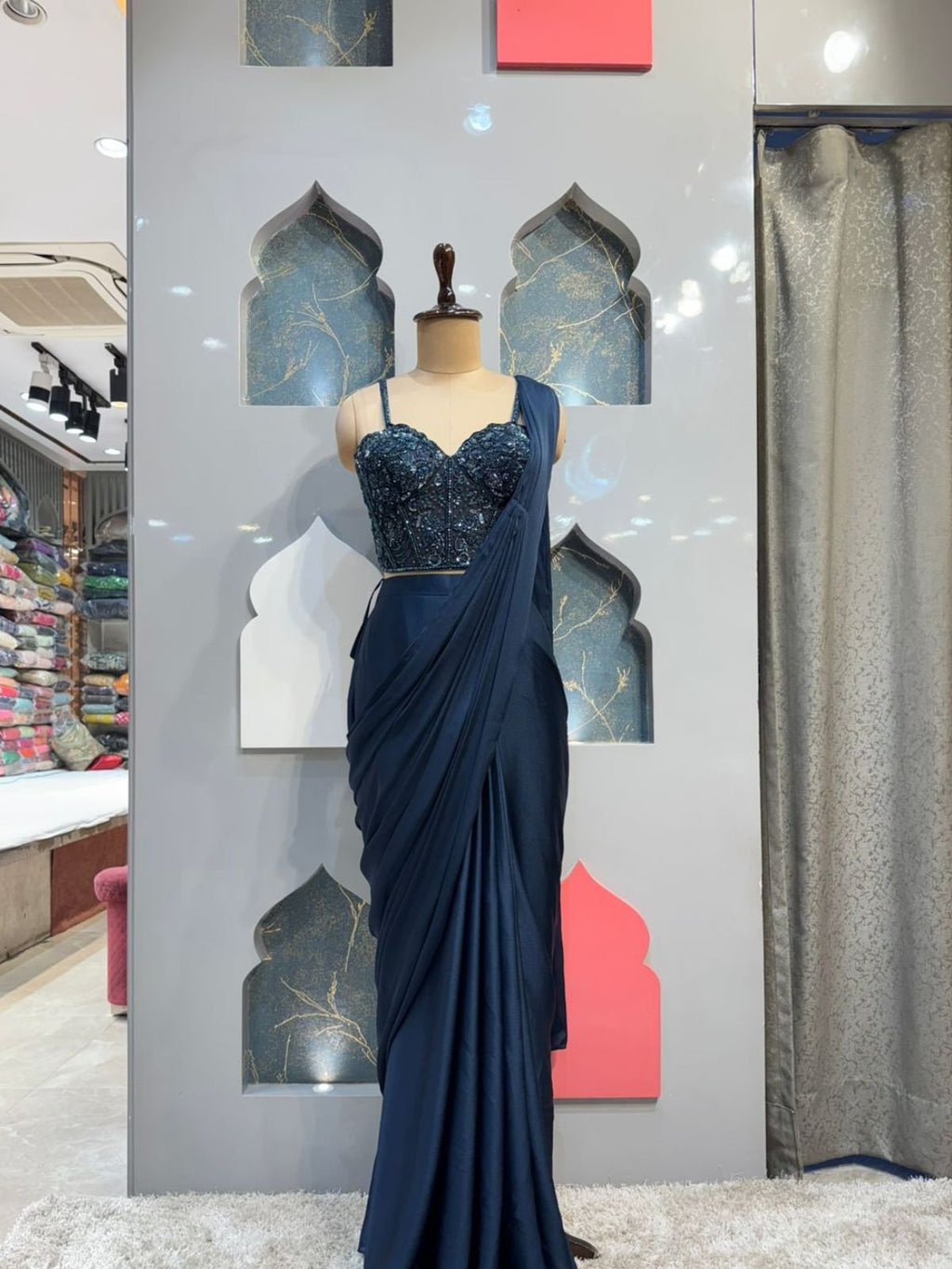 " MIDNIGHT ELEGANCE EMBELLISHED DRAPE SAREE" image 0