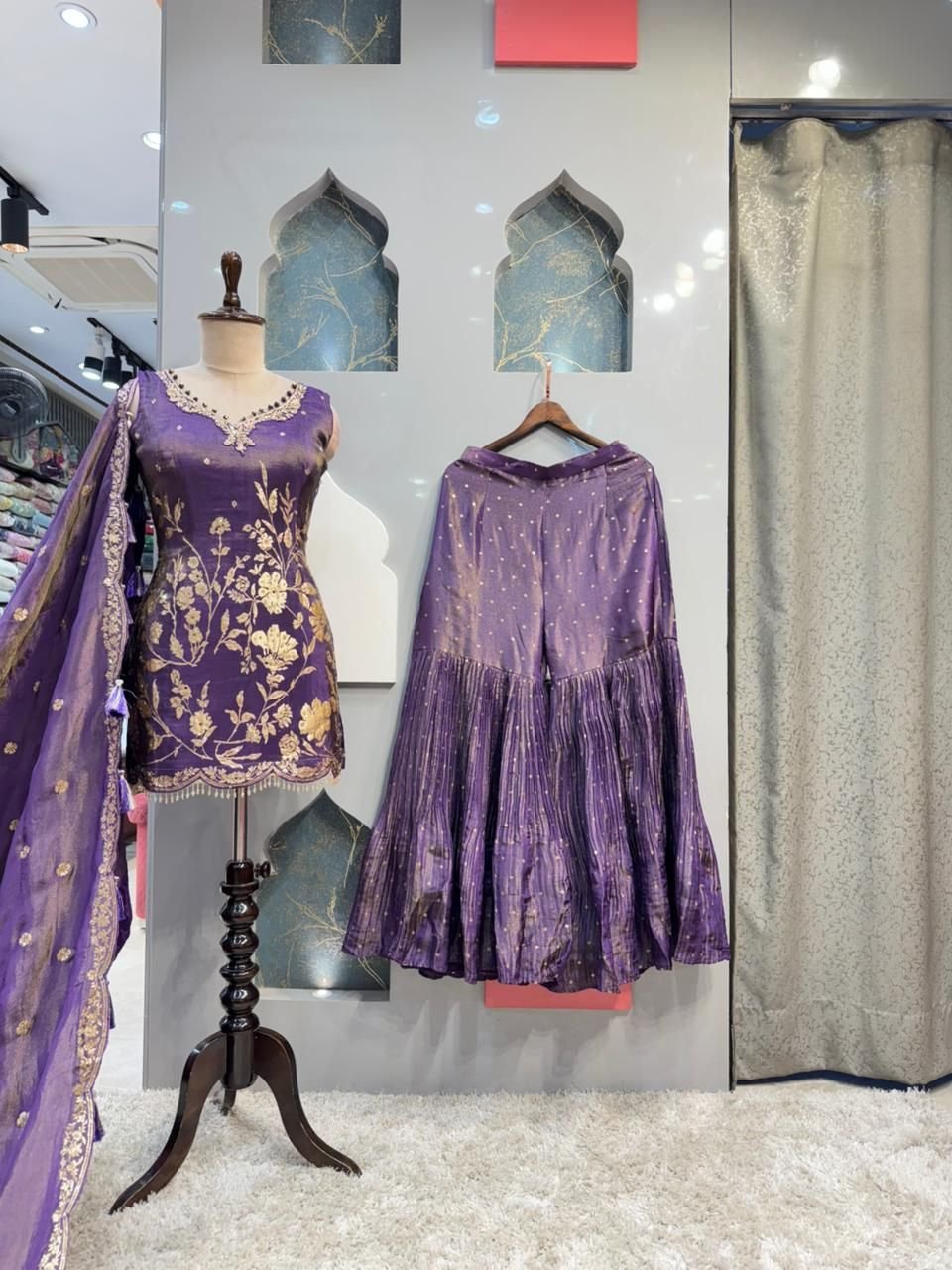 "ROYAL PURPLE ZARI FLORAL SHARARA" image 0