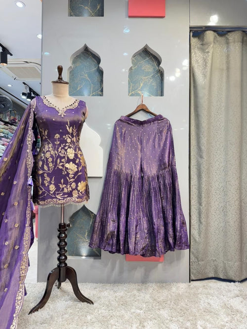 "ROYAL PURPLE ZARI FLORAL SHARARA" image 0