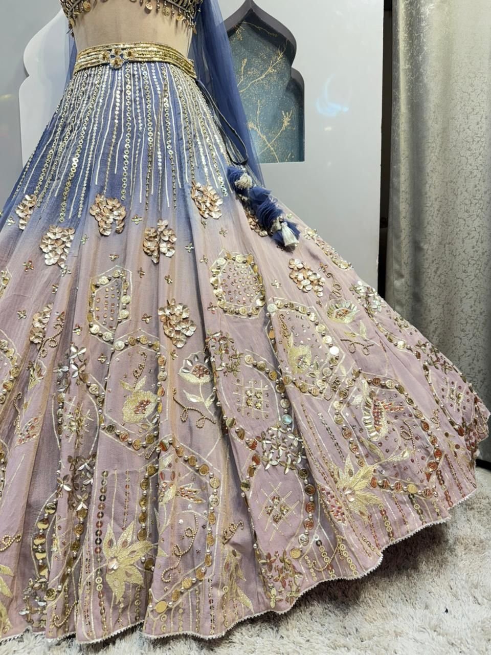 "NOOR-E-ZAR LAVENDER LEHENGA" image 4