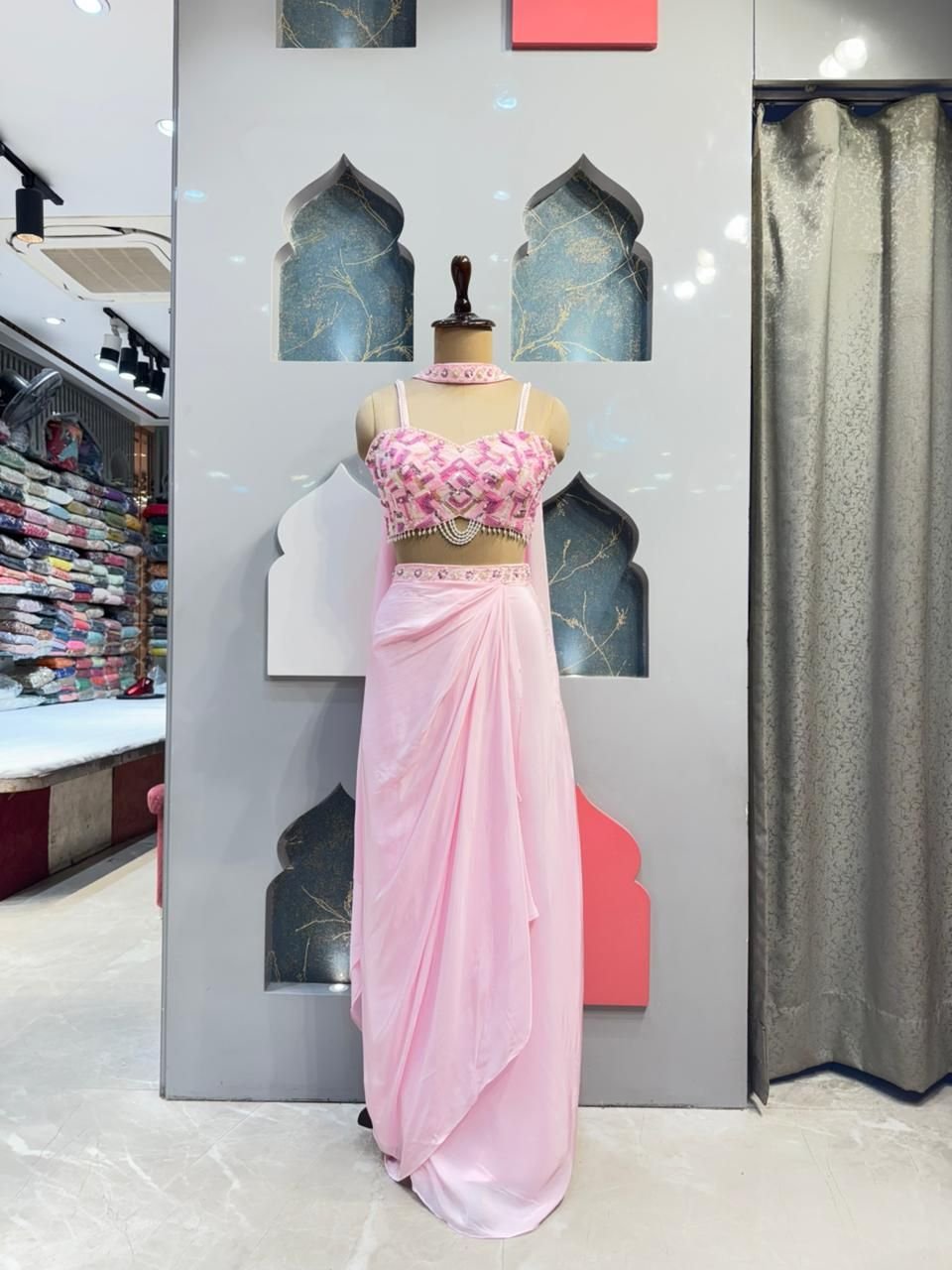 "BLUSH PINK DRAPED INDOWESTERN" image 0