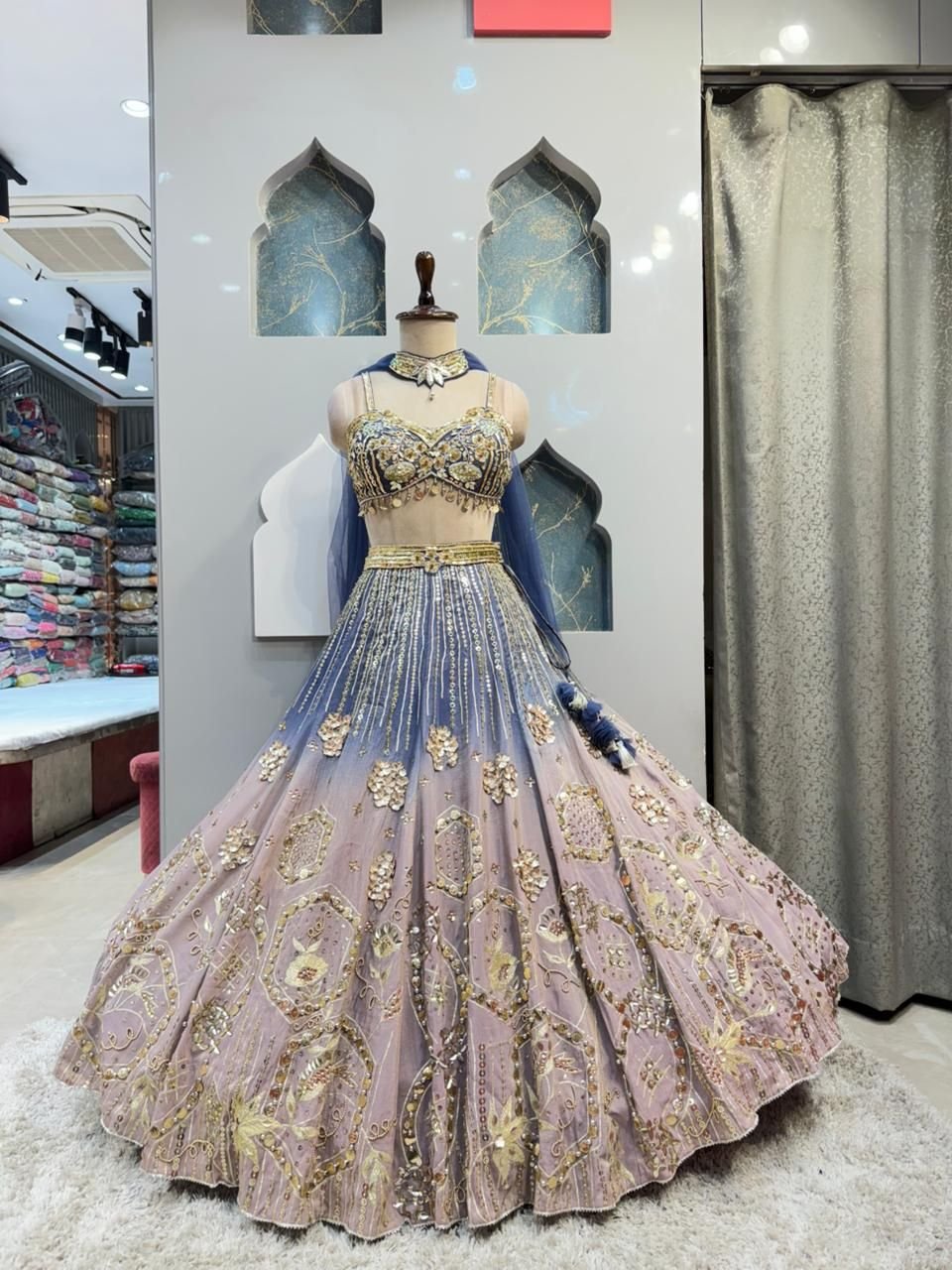 "NOOR-E-ZAR LAVENDER LEHENGA" image 0