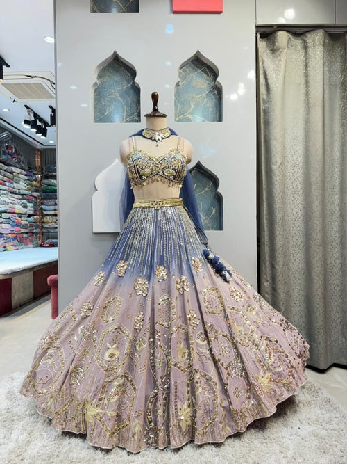 "NOOR-E-ZAR LAVENDER LEHENGA" image 0