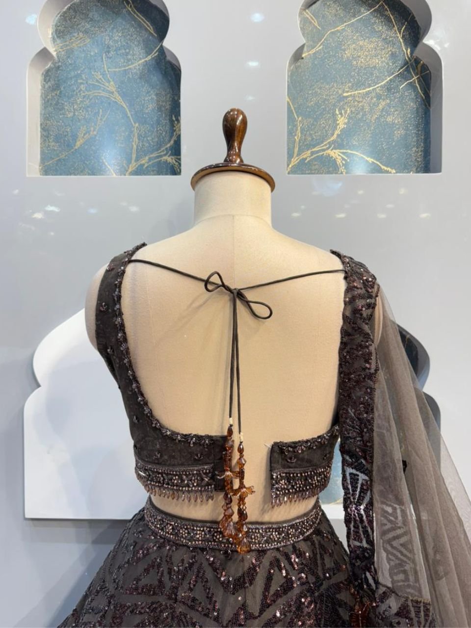 "MIDNIGHT COCOA SPARKLE LEHENGA" image 5