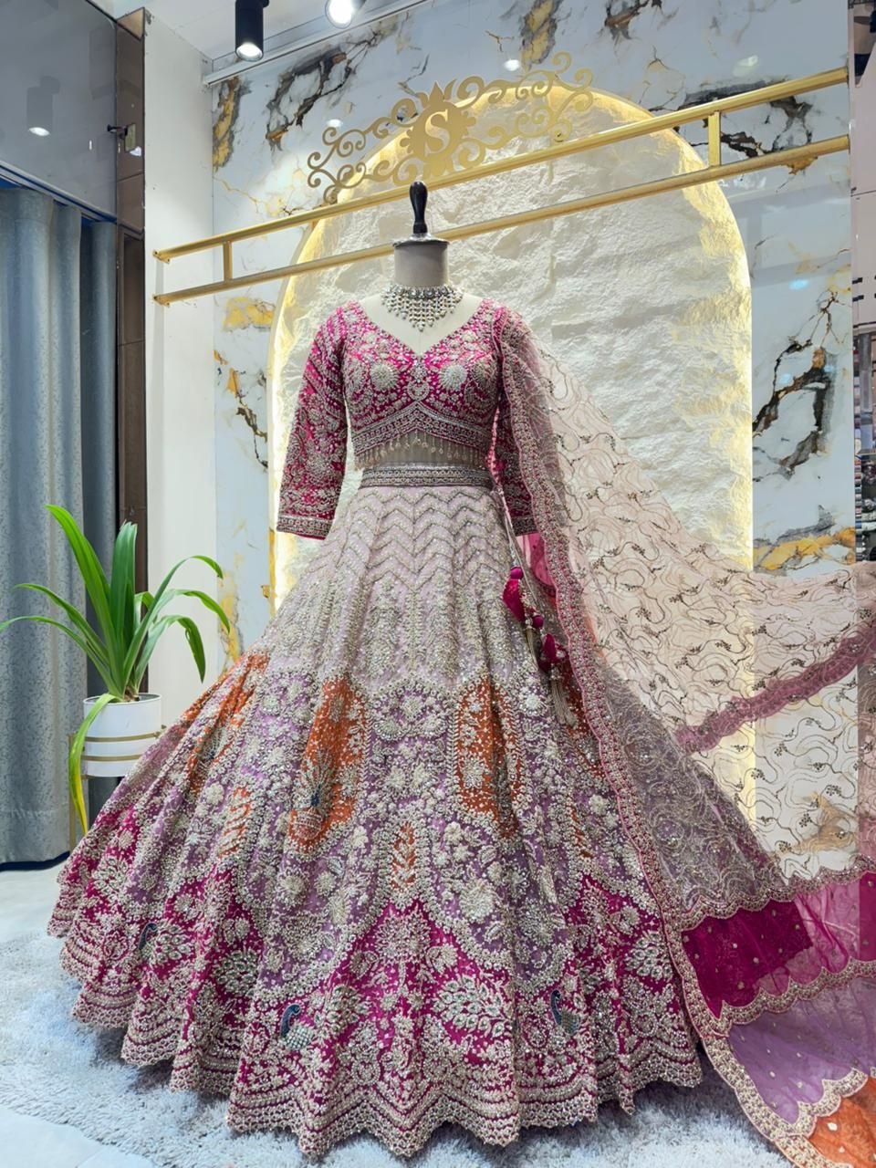 "ROYAL BLUSH PINK HEAVY EMBROIDERED LEHENGA" image 4