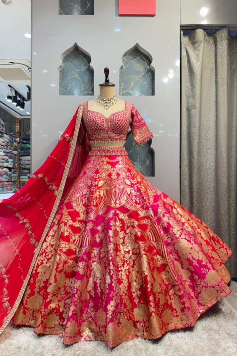 "CRIMSON ZAREEN COUTURE LEHENGA" image 0