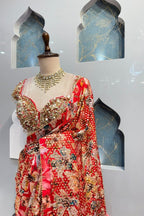 "CRIMSON FLORAL SEQUIN SAREE" image 4