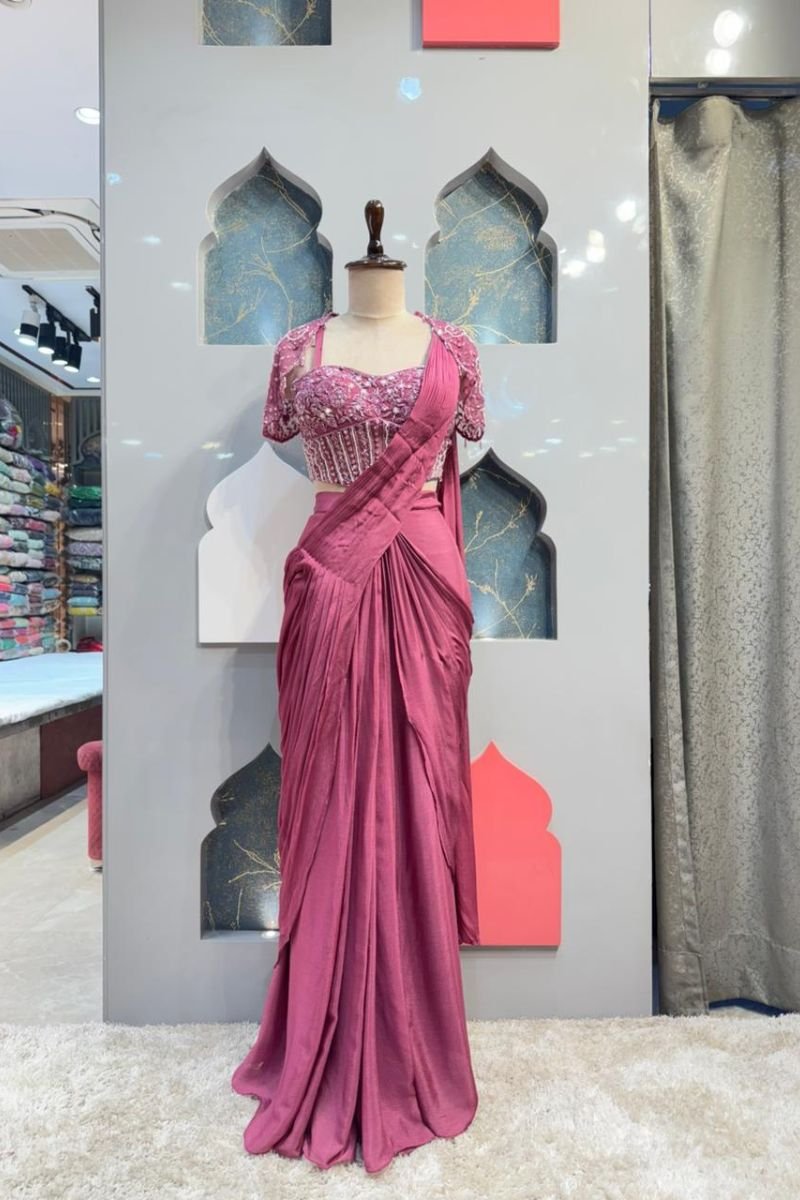 "ROSEWOOD DRAPE EMBELLISHED INDO WESTERN" image 0
