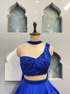 "MIDNIGHT SAPPHIRE ONE- SHOULDER LEHENGA" image 1