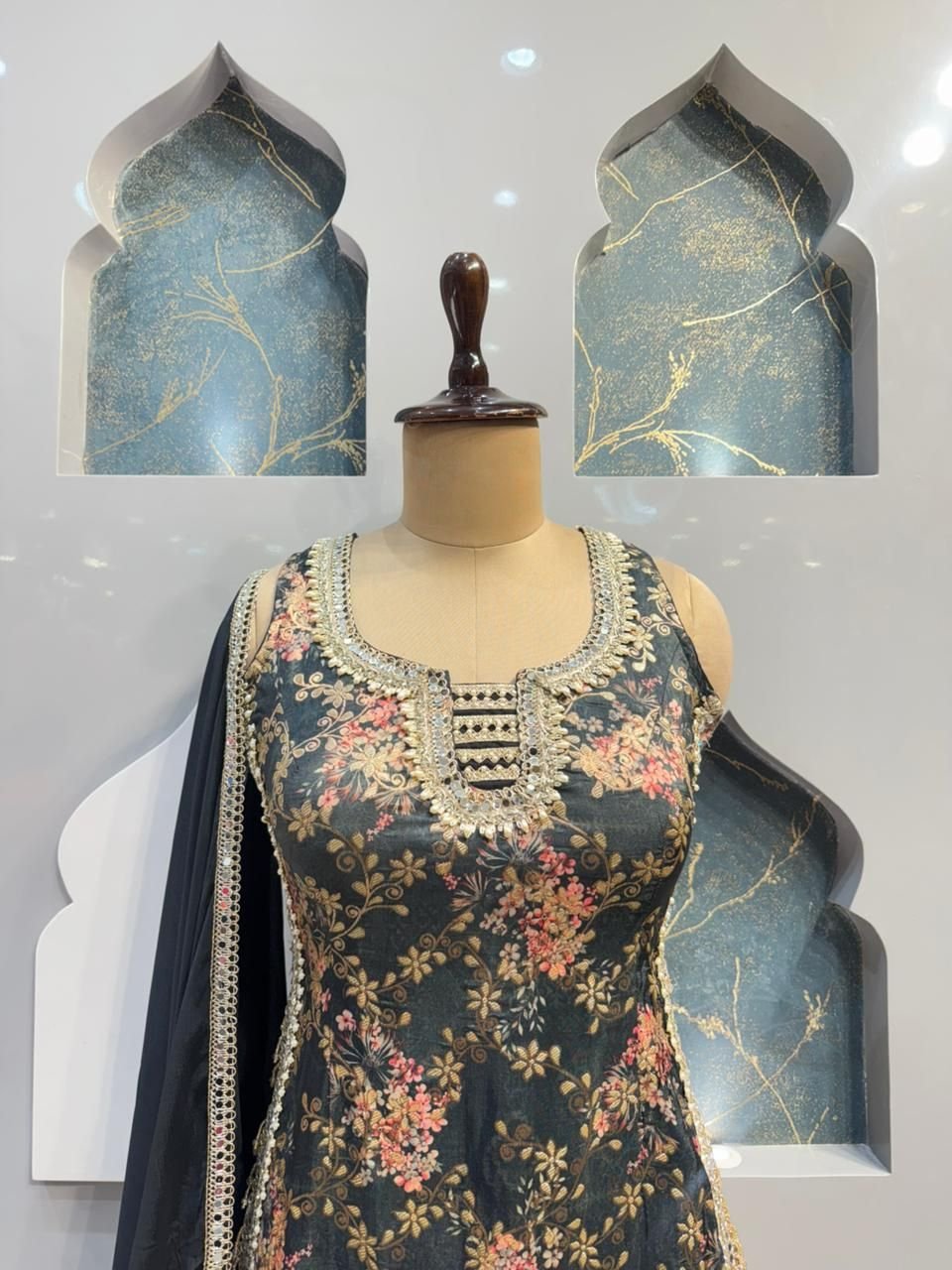 "MIDNIGHT BLOOM FLORAL SHARARA" image 1