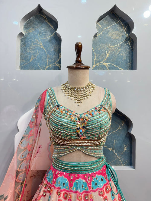 "PASTLE MULTICOLOR BRIDAL LEHENGA" image 1