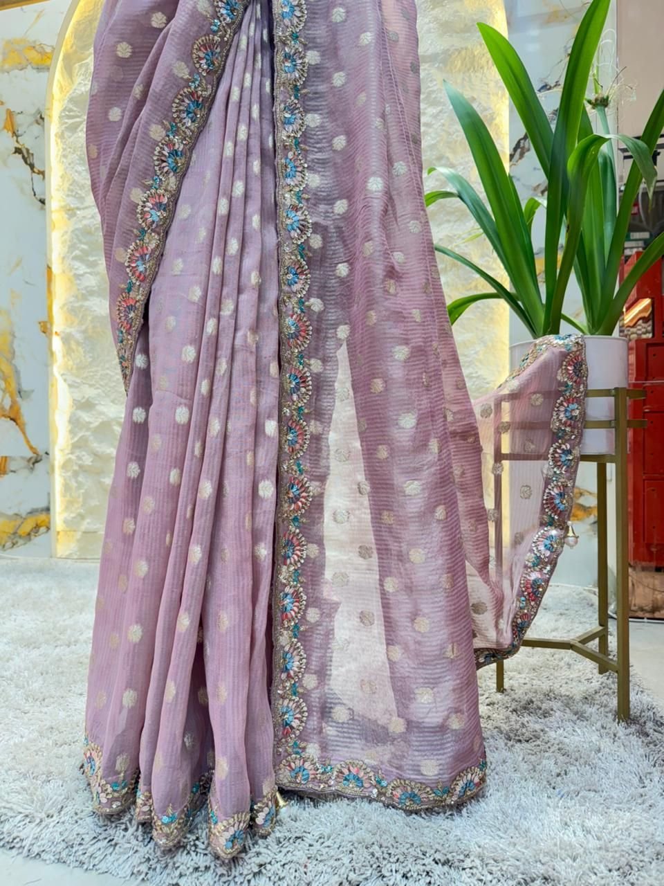 "LAVENDER LUXE EMBROIDERED SAREE" image 3