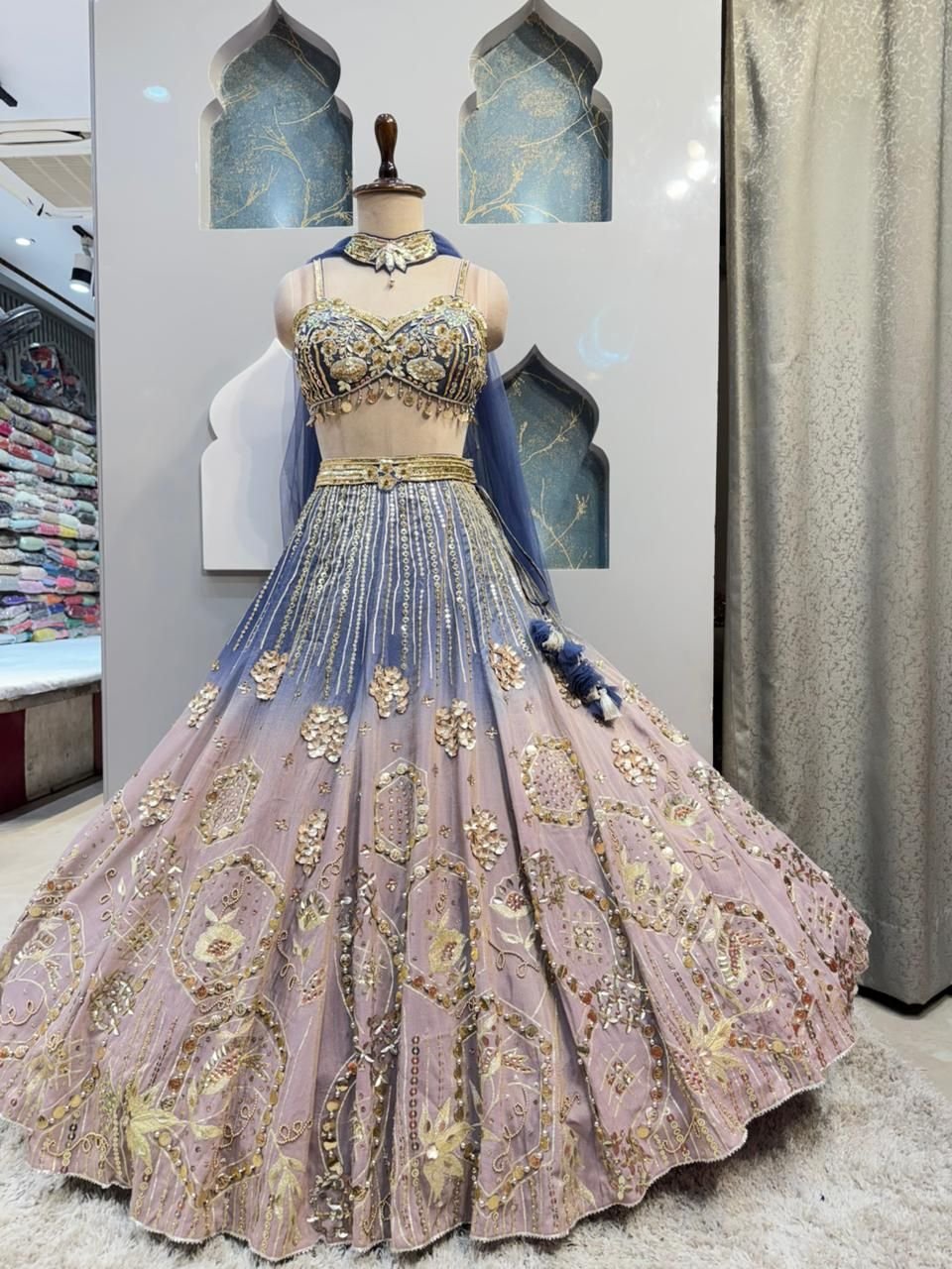 "NOOR-E-ZAR LAVENDER LEHENGA" image 3