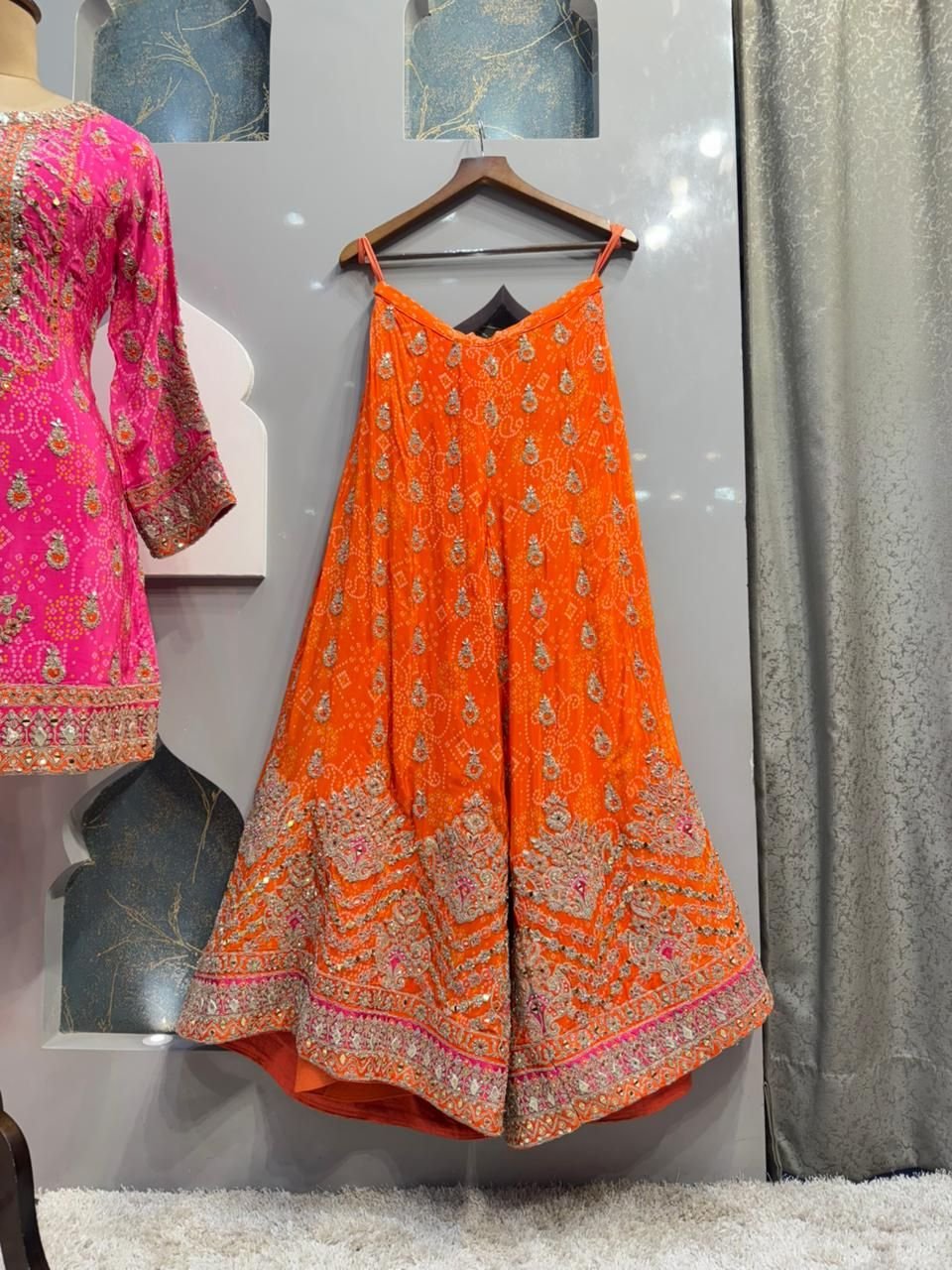 "GULNAAR PINK AND ORANGE FESTIVE SHARARA" image 4