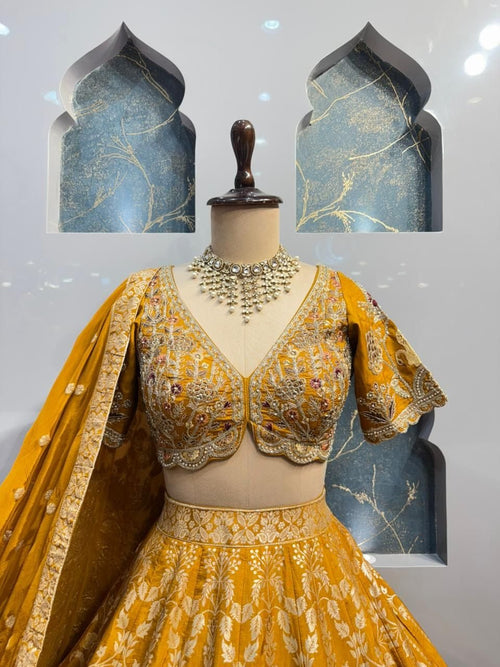 "SUNSET GOLD HERITAGE LEHENGA" image 1