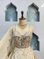 "IVORY MIRROR EMBELLISHED LEHENGA" image 1