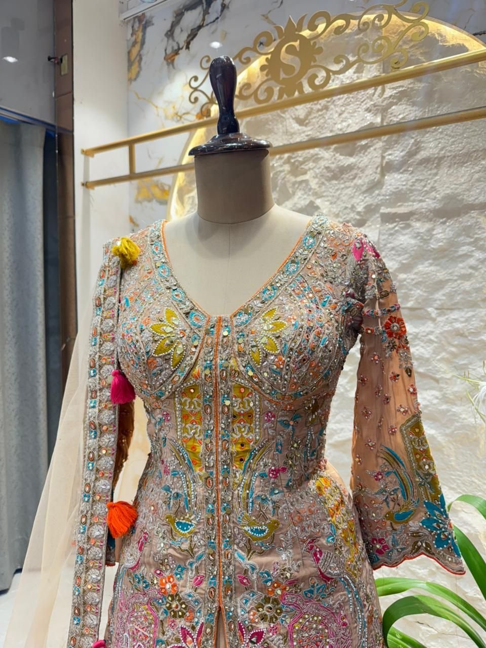 "NOOR-E PASTEL EMBROIDERED SHARARA" image 2