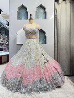 "PASTEL PRISM EMBROIDERED BRIDAL LEHENGA" image 2