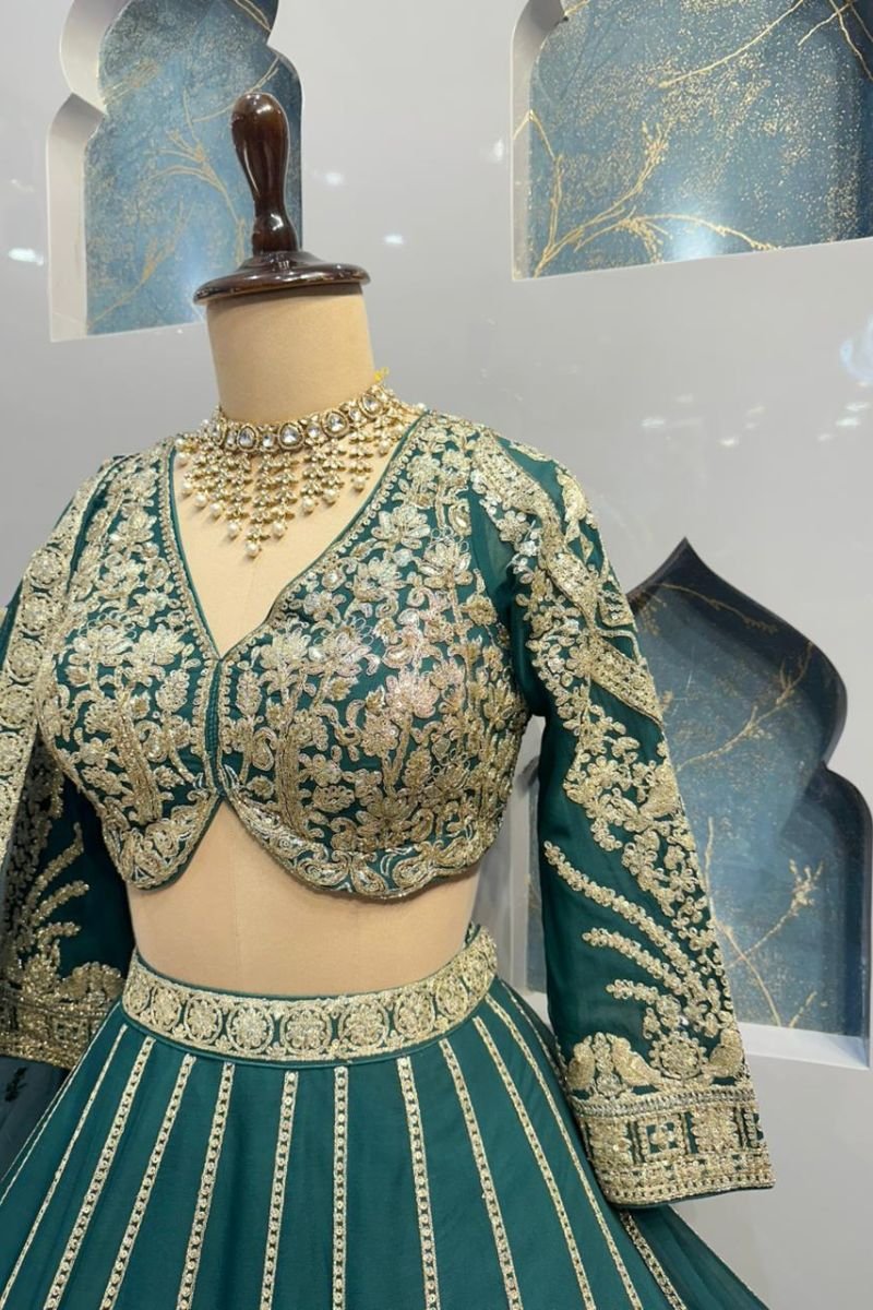 "TEAL ZARI ELEGANCE LEHENGA" image 2
