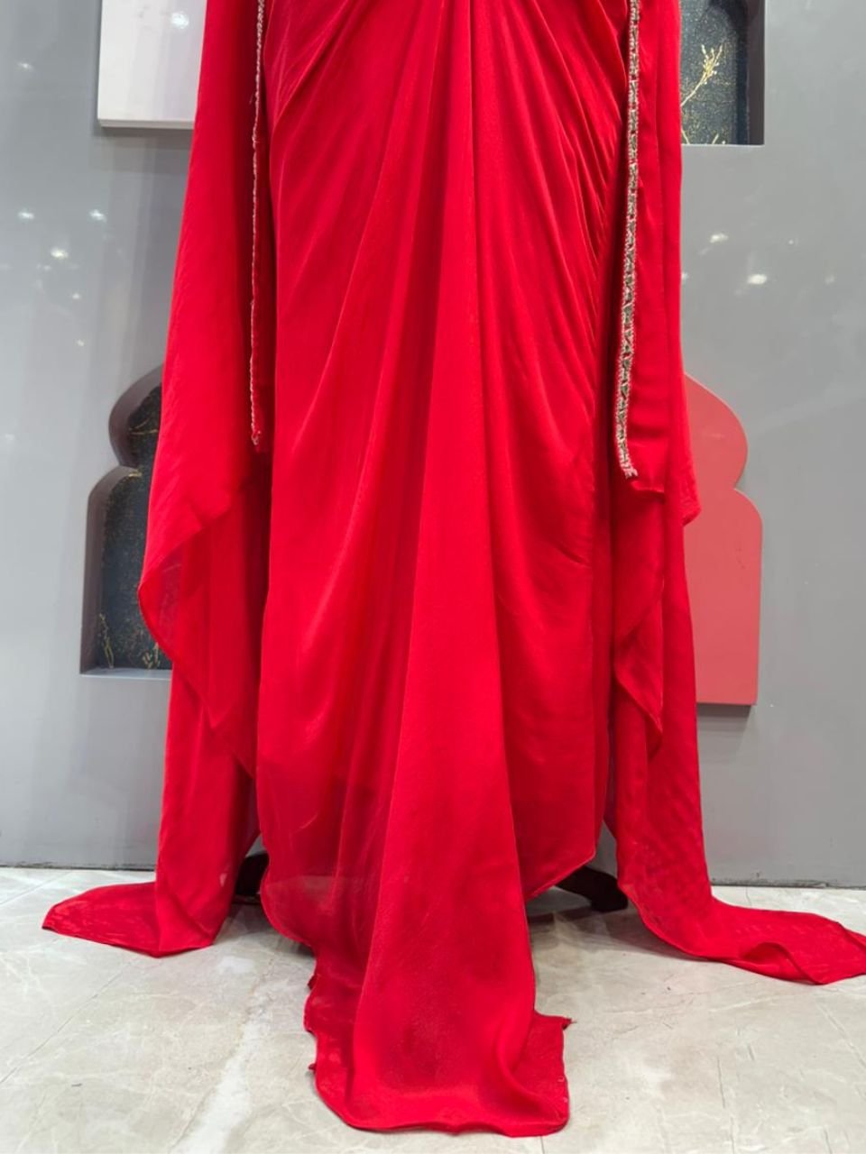"SCARLET INDO-WESTERN DRAPED SET" image 3