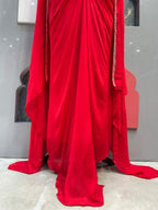 "SCARLET INDO-WESTERN DRAPED SET" image 3