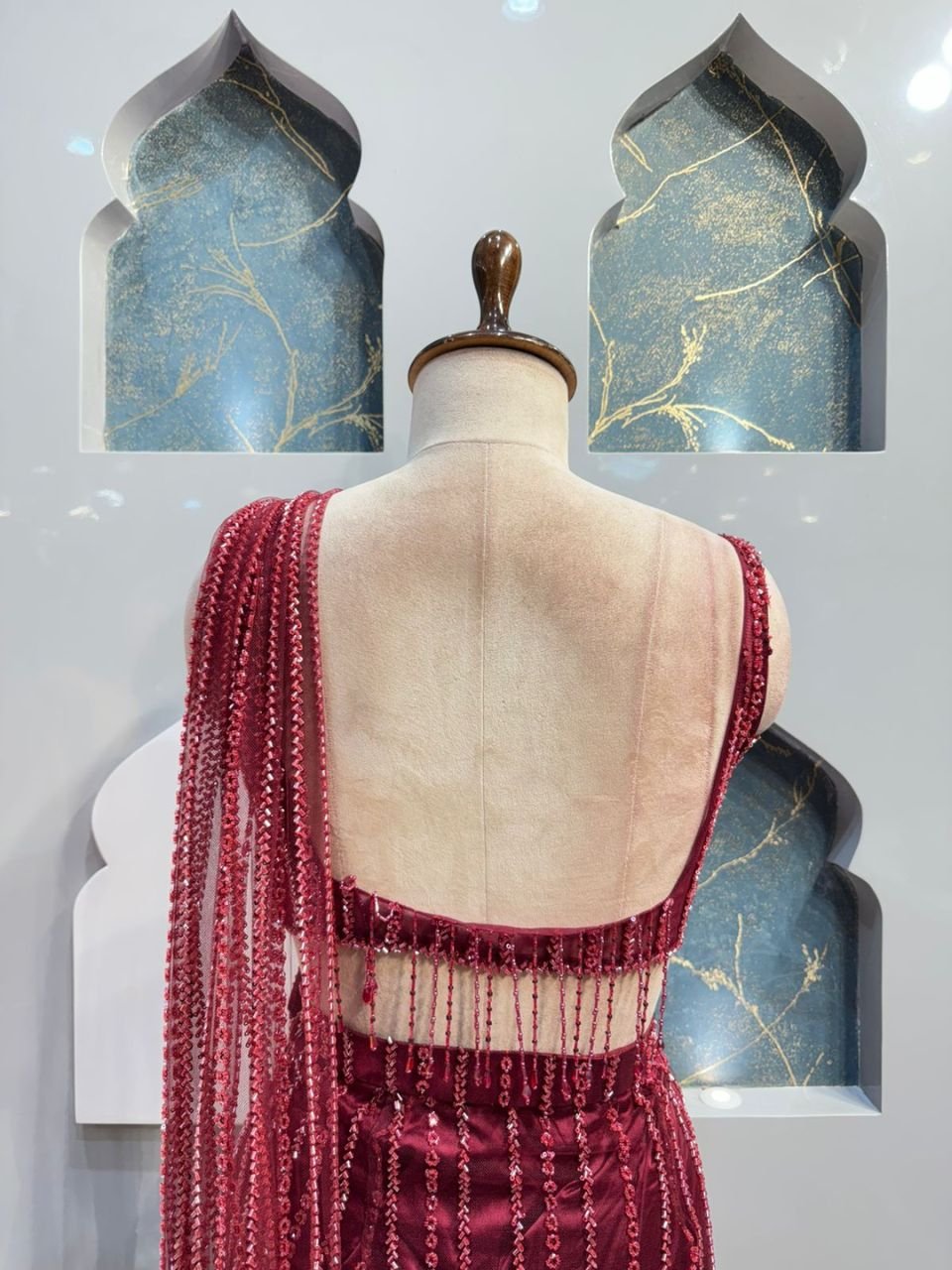 "RUBY GLAM SEQUINED DRAPE SAREE" image 4