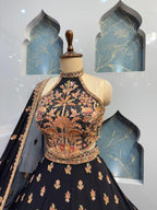 "MIDNIGHT ROYAL EMBROIDERED LEHENGA" image 2