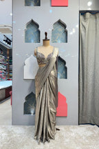 "CHAMPAGNE GLOW PRE-DRAPED SAREE" image 0