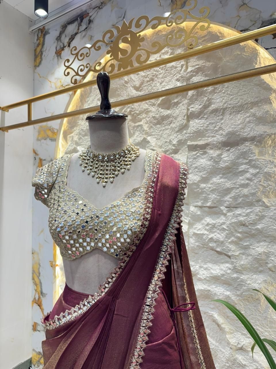 "ROYAL WINE DRAPE SAREE" image 2