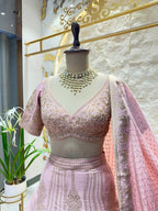 "BLUSH ROYALE WOVEN LEHENGA" image 3