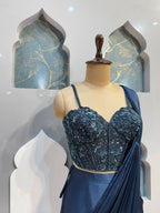 " MIDNIGHT ELEGANCE EMBELLISHED DRAPE SAREE" image 2