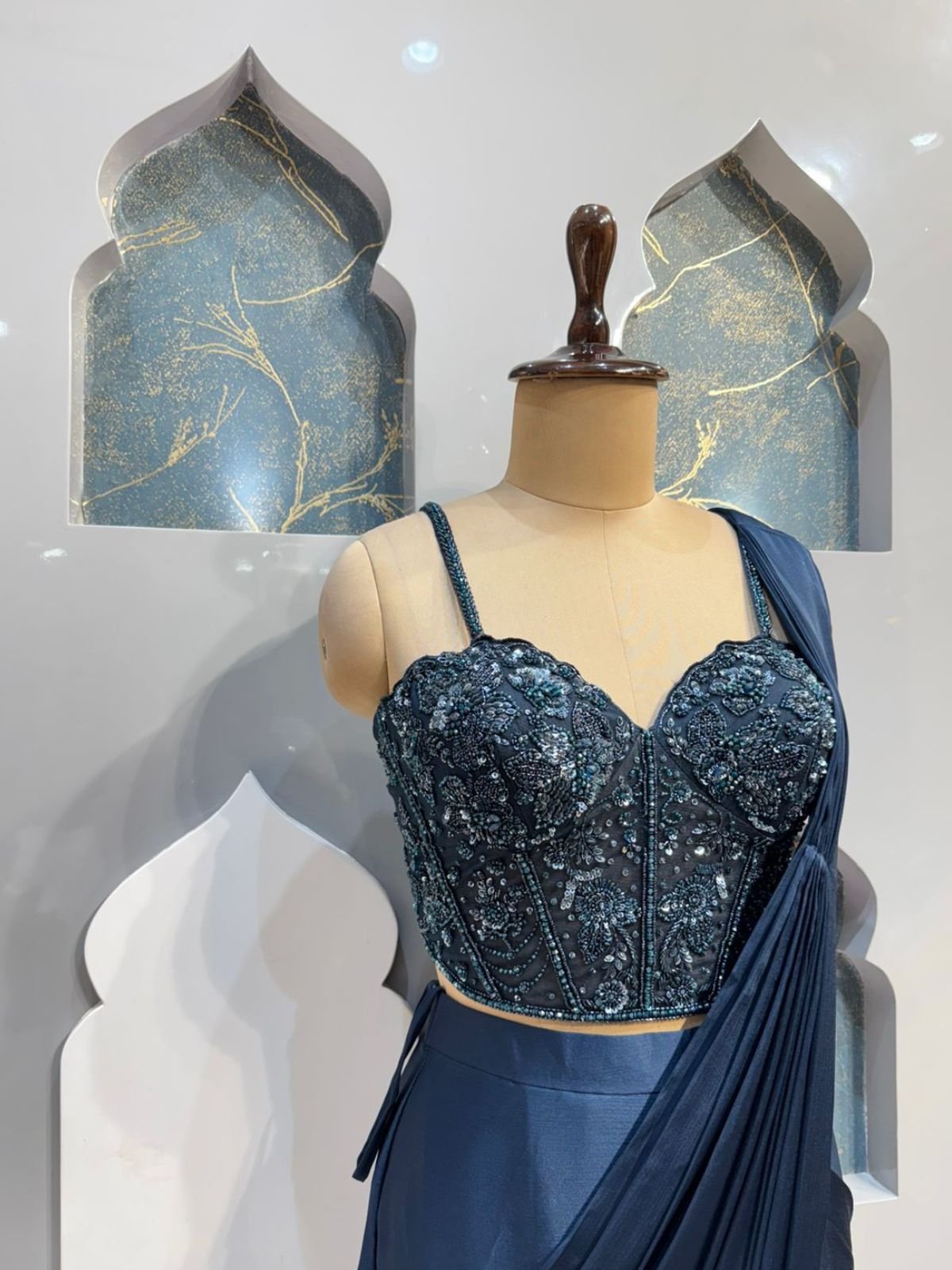 " MIDNIGHT ELEGANCE EMBELLISHED DRAPE SAREE" image 2