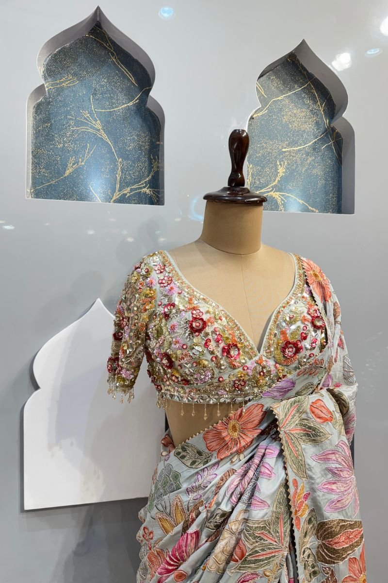 "ELEGANT PASTEL BLOOM PRINTED SAREE" image 2