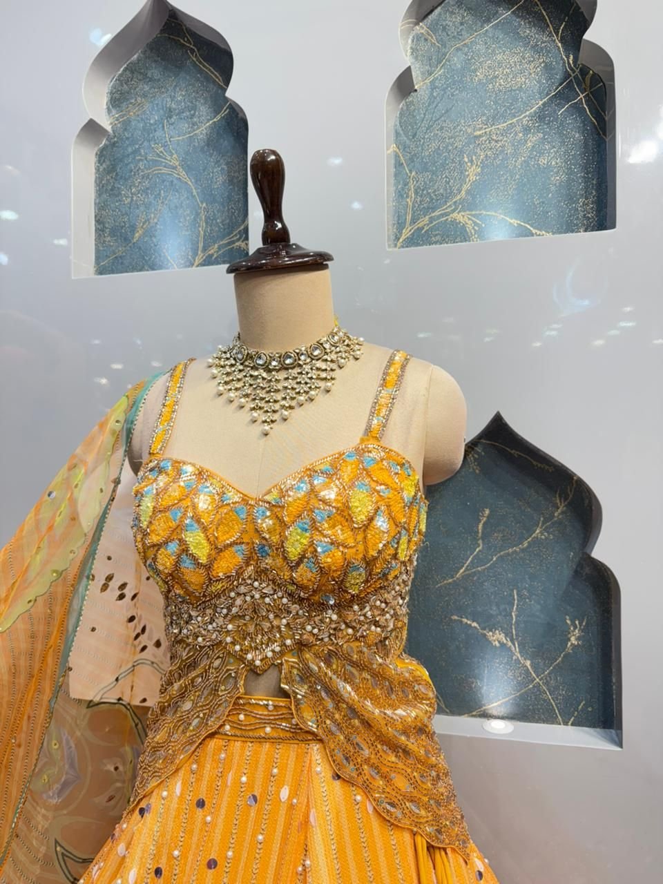 "MUSTARD GLOW FLORAL LEHENGA" image 2