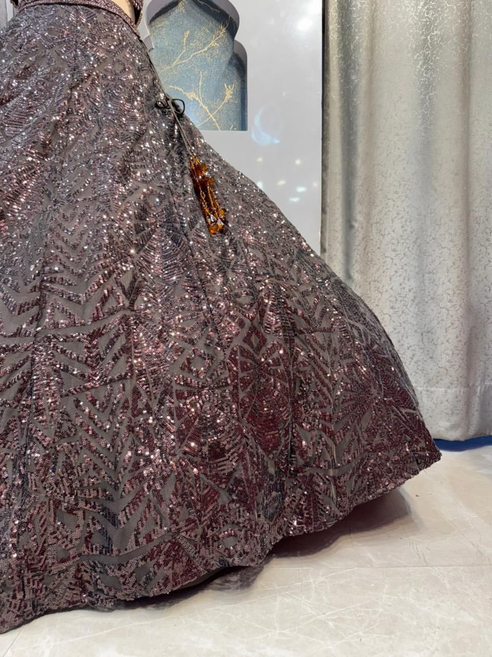 "MIDNIGHT COCOA SPARKLE LEHENGA" image 4