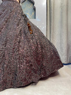 "MIDNIGHT COCOA SPARKLE LEHENGA" image 4