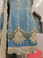 "ROYAL TEAL EMBROIDERED SHARARA" image 3