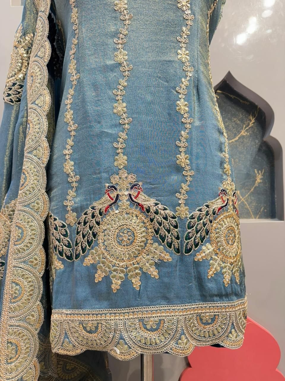 "ROYAL TEAL EMBROIDERED SHARARA" image 3