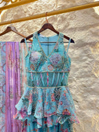 "AQUA BLOOM PRINTED INDOWESTERN" image 1