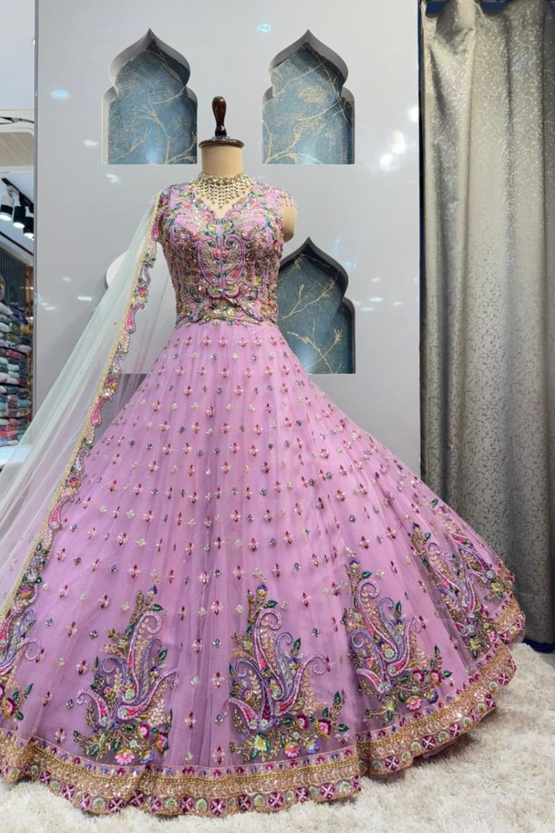 "BLUSH ROYALE EMBROIDERED LEHENGA" image 4