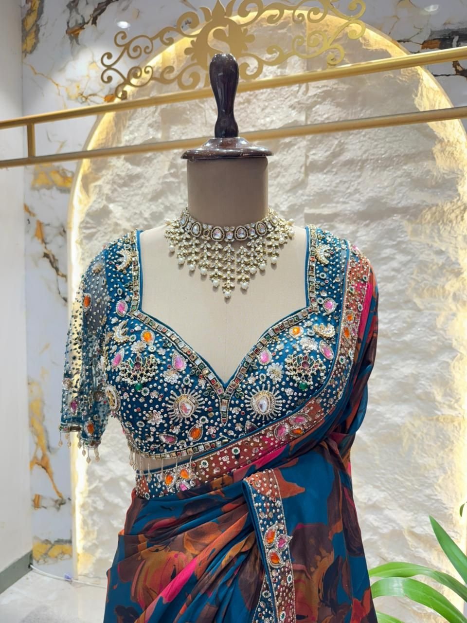 "SAPPHIRE FLORAL SAREE" image 1